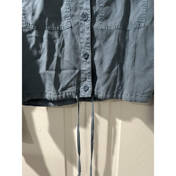 98Bella Dahl Tie Waist Utility Shirt Jacket Size S Green Button Front A001598 - Picture 10 of 11